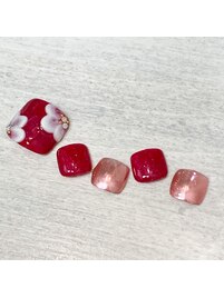 エンボスお花フットネイル