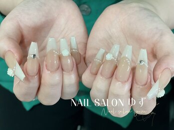 チップ長さ出し 薔薇ネイル