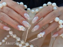 アモリ(Amori)/乳白色ベースオローラお花ネイル