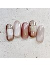 マグネット×チェックネイル