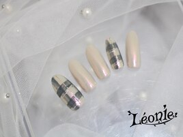 オーロラ×チェックネイル