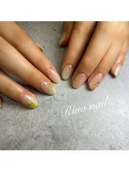 リノ ネイル(Rino nail)/ミントグリーン×ドライフラワー