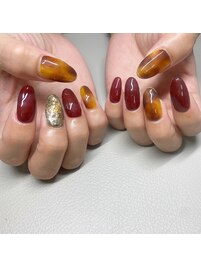 秋ネイルべっ甲ネイル