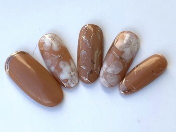 ネイリックス アヴェニール(NAILX avenir)/ベージュたらしこみフラワー