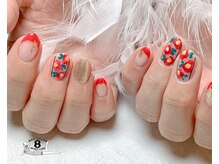 ネイルエイト 新百合ヶ丘(nail8)/フレンチ　2月　お花ネイル
