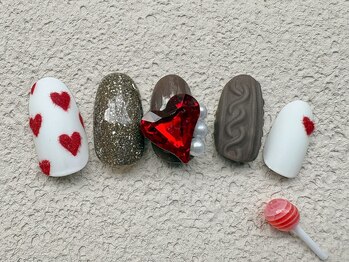 バレンタインネイル