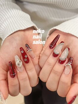 ネコ(Neko)/クリスマス ボルドー 雪