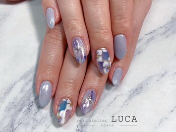 ネイルアトリエルカ(nail atelier LUCA)/W-233 大人可愛い紫陽花ネイル