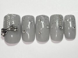 ワンホングレーラメリボン￥7000