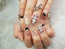 シュガーネイル(sugar nail)/黒チェックネイル