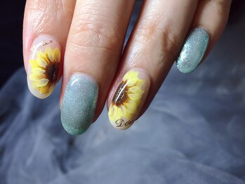 ネイルサロン リン(Lin)/夏ひまわりネイル