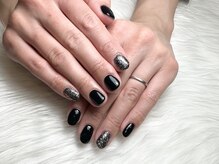 ヒールネイル(heal nail)/black×blackラメ～
