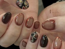 アイネイルズ 吉祥寺店(I nails)/個性派フラワー囲みグラデネイル