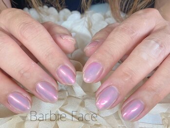 バービーフェイス 恵比寿(Barbie Face)/ピンクのミラーネイル