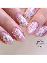 ピオニーネイル(peony nail)/オーロラに浮かぶレースフラワー