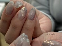 アイネイルズ 吉祥寺店(I nails)/透け感ブルーグレー氷ネイル