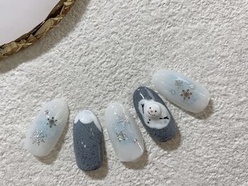 【足立】雪だるまネイル