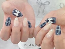 ビアンカマーレ 中野店(Bianca mare)/ネイビーチェック × リボン