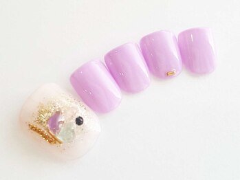 幻之花ネイル/パープルニュアンスフットネイル