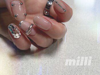 ミリネイルズ(milli nails)/クリア×シルバー