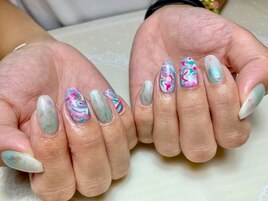 【定額】うるうるマーブルネイル