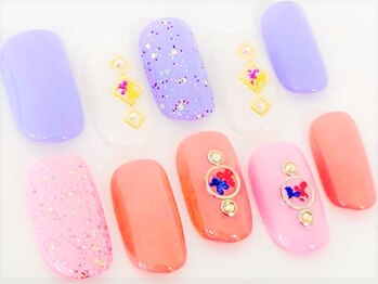 ネイルサロン クイール 小山店(NAIL SALON QUILL)/ワンカラー＋押し花