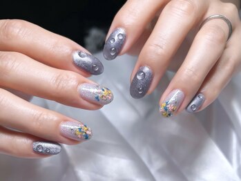 押し花/花/梅雨/水滴/マグネット