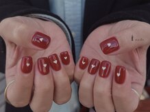 アイネイルズ 吉祥寺店(I nails)/手描きハート赤バレンタイン