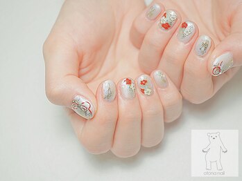 オトナネイル(otona nail)/和柄ネイル 梅柄 水引き