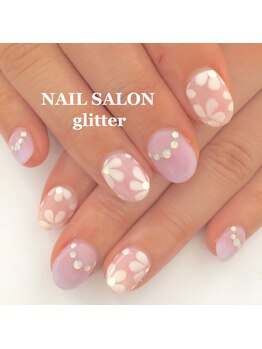 ネイルサロン グリッター(NAIL SALON glitter)/ガーリーなお花ネイル