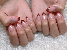 レアネイル 新宿(le'a nail)/赤フレンチネイル