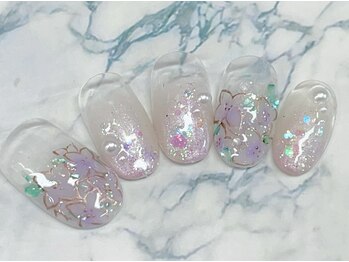 ビービーネイル(BB)/シアーな紫陽花ネイル