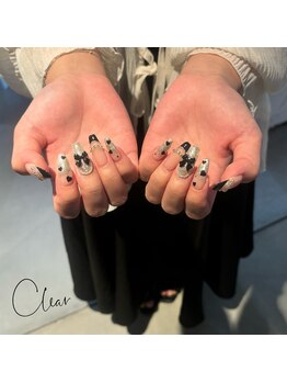 クリア なんば店(Clear)/黒リボンネイル