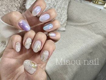 ミャウネイル(Miaou nail)/mirror nail×aurora nail