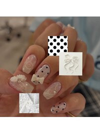 レース×ドットネイル