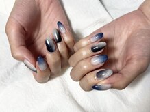クリア(clear.)の雰囲気(ネイビー.秋ニュアンスネイル.オススメInstagram@nailist_kds)