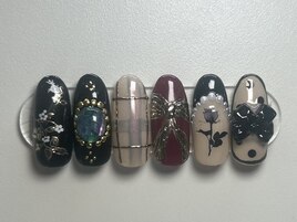 花/リボン/シェル/チェック