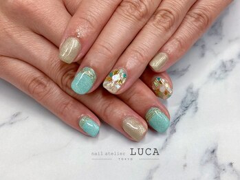ネイルアトリエルカ(nail atelier LUCA)/W-750 夏色シェルミラーネイル