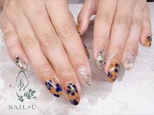 ネイルプラスユウ(NAIL+U)/ネイビーフラワーネイル