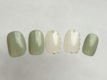 アイネイルズ 恵比寿店(I nails)/シンプルグリーン6980円