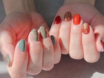 Nail Design*ワンカラー×Gold