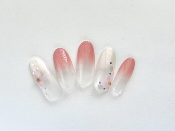 ヴィエント ネイル アイラッシュ サロン(Viento Nail Eyelash Salon)/２色グラデの桜ライン初回￥6800
