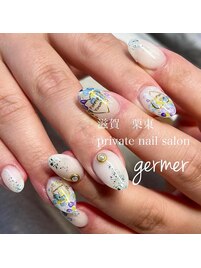 短めスカルプ♪水彩フラワー！