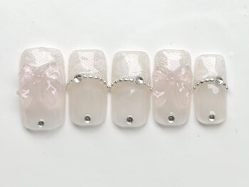 ジェミーネイル イケブクロ(Jemiy nail ikebukuro)/レースフレンチリボン¥9000
