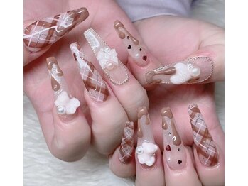 バレンタインチェックネイル