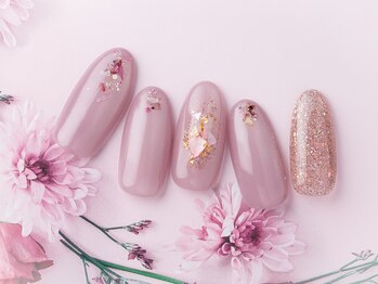 ピンクマグネット×押し花