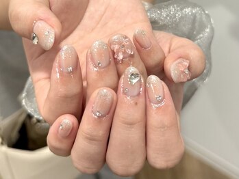 ナナネイル(07nail.)/Cheek×ribbon
