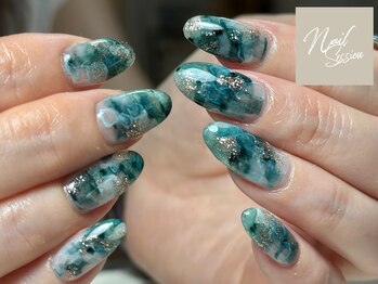 ネイルセッション(nail session)/大理石風ゴージャスニュアンス