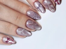 ネイルズ バイ ユイ 外苑前(Nails by Yui)/リボンアートマグネットネイル