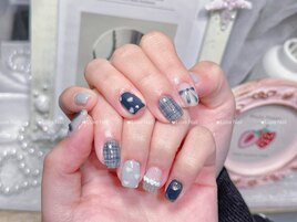 チェックリボンネイル